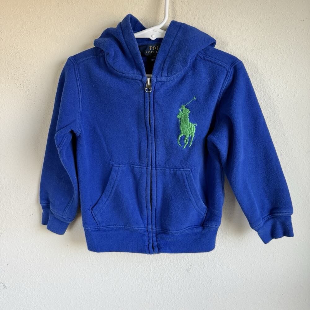 Polo Ralph Lauren Toddler 3T Hoodie Blue Big Pony Full Zip